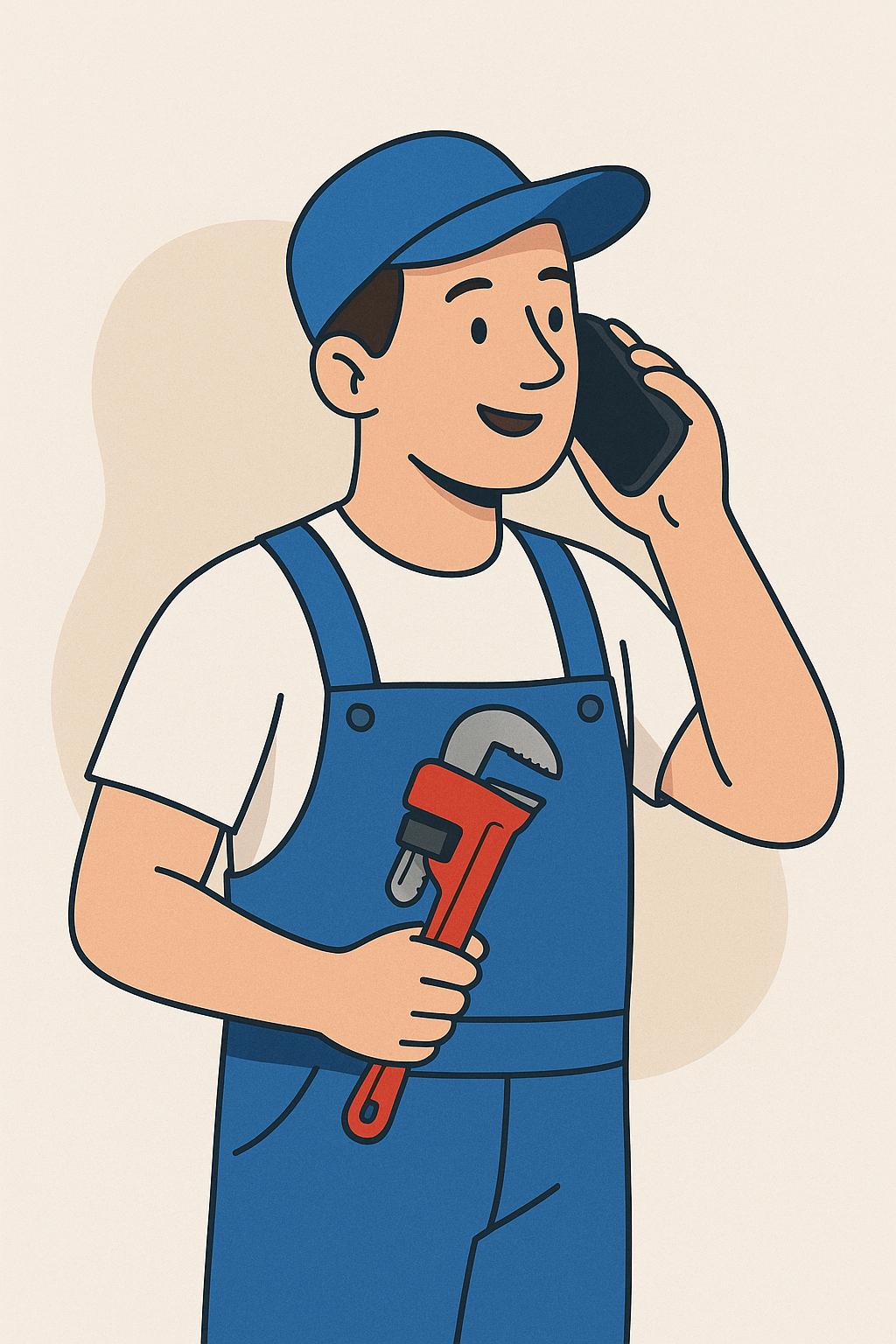 Plumber holding a phone